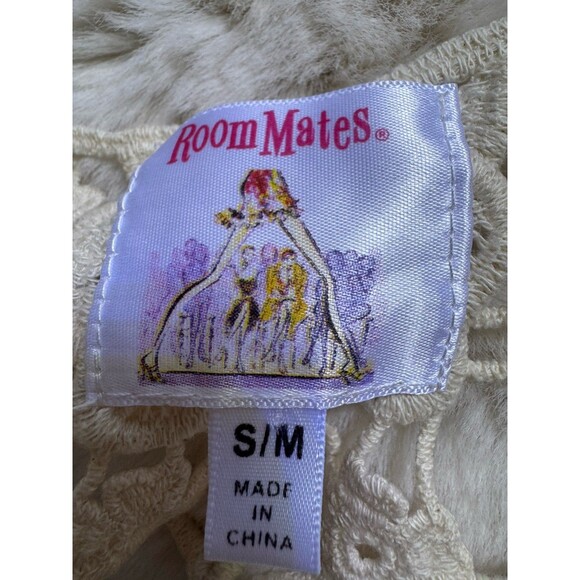 Roommates Women Tank Top Open Lace Crochet 100% Cotton Boho Festival Fringe S/M - Picture 4 of 6